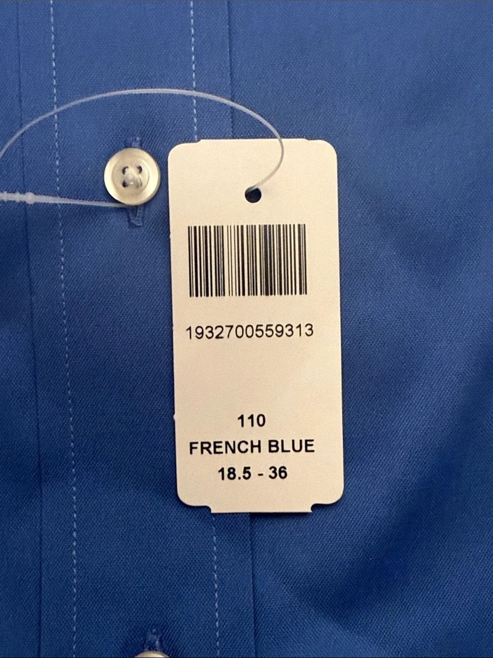 Paul Fredrick Classic Fit Mens 18.5x36 French Blue Cotton Pinpoint Collared New — image 4 of 8